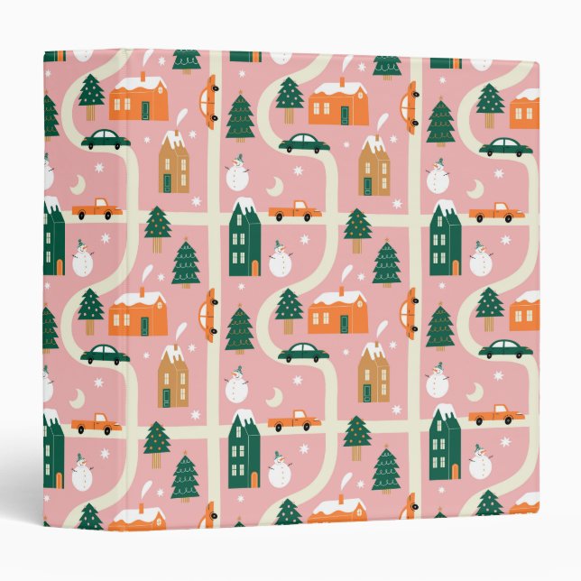 Christmas Town Holiday Map Pattern Binder (Front/Spine)