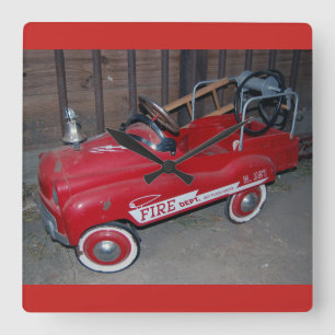 Christmas Toy Fire Truck Square Wall Clock