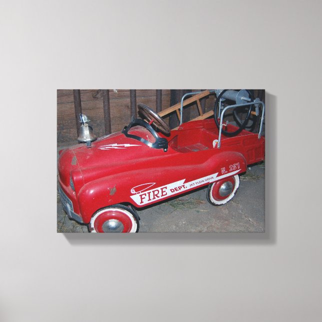 Christmas Toy Fire Truck Wagon Canvas Print (Front)