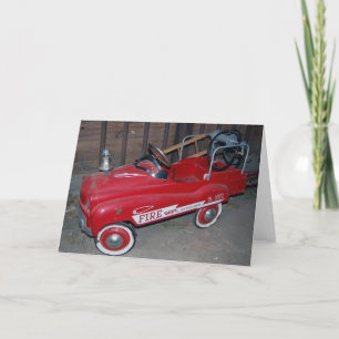 Christmas Toy Fire Truck Wagon Holiday Card