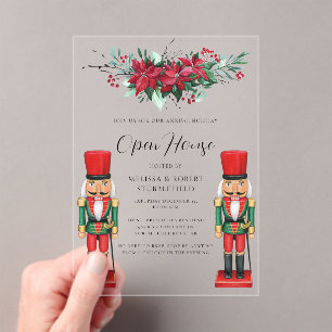Christmas Toy Nutcracker Botanical Open House Acrylic Invitations