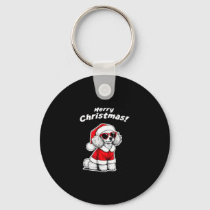 Christmas Toy Poodle Funny Santa Dog Cute Holiday Keychain