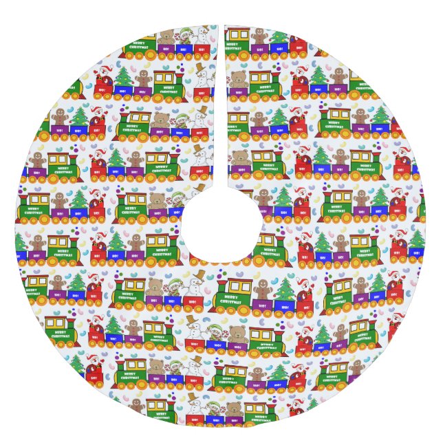 Christmas Toy Train Brushed Polyester Tree Skirt (Front)
