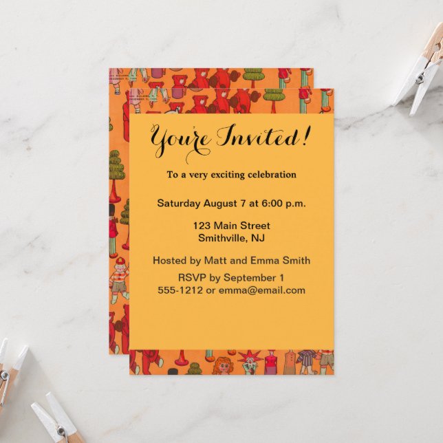 Christmas Toy Vintage Children Play Invitation (Front/Back In Situ)