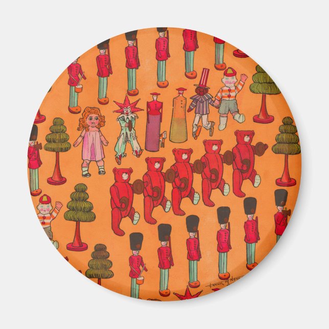 Christmas Toy Vintage Children Play Magnet (Front)