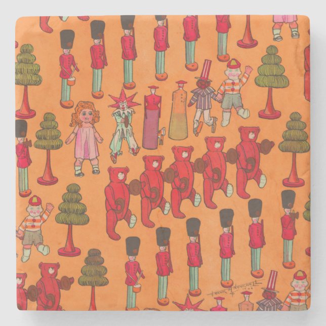 Christmas Toy Vintage Children Play Stone Coaster (Front)