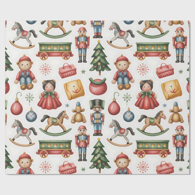 Christmas Toyland & Trains Wrapping Paper for Kids (Flat)