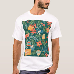 Christmas Toys, Trendy Retro Pattern. T-Shirt