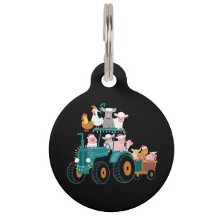 Christmas Tractor Farm Funny Holiday  Pet Tag