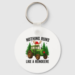 Christmas Tractor Farm Nothing Runs Like A Reindee Keychain