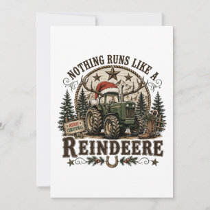Christmas Tractor Reindeer Invitation