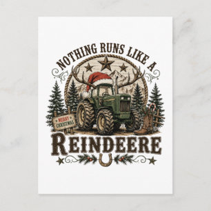 Christmas Tractor Reindeer Invitation Postcard