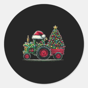 Christmas Tractor Santa Xmas Farm Truck  Classic Round Sticker