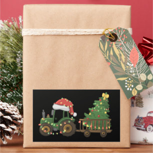 Christmas Tractor With Tree Farmer Farm Sticker
