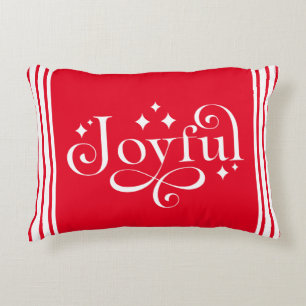 Christmas Traditional Joyful script Red Lumbar Accent Pillow