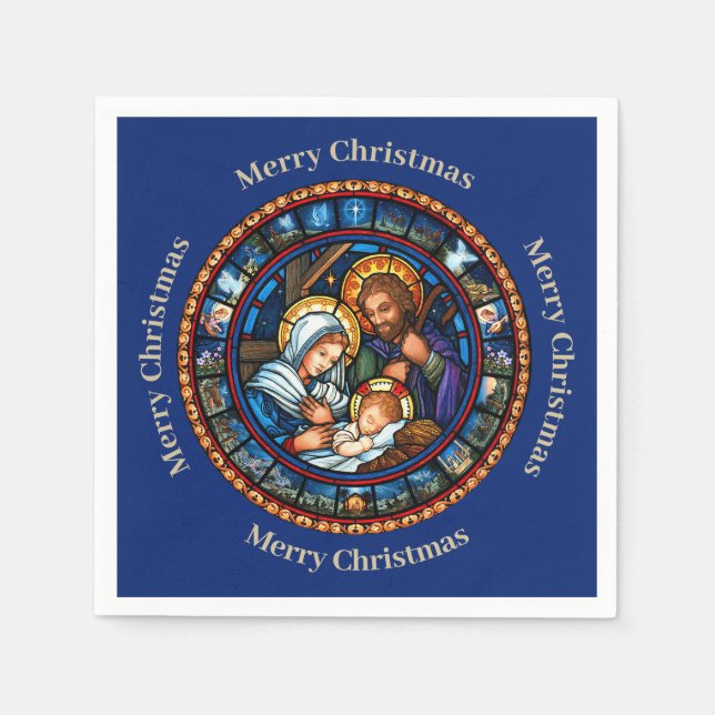 Christmas Traditional Nativity Scene  Napkin (Front)