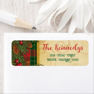 Christmas Traditional Plaid Tartan Address