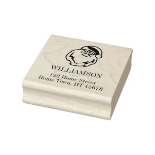 Christmas Traditional Santa Square Return Address Rubber Stamp