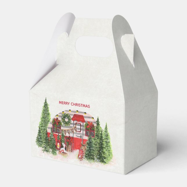 Christmas Trailer Camper Outdoorsy Theme Favor Box (Front Side)
