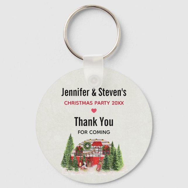 Christmas Trailer Camper Outdoorsy Theme Keychain (Front)