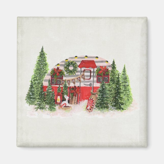 Christmas Trailer Camper Outdoorsy Theme Magnet (Front)