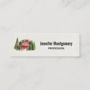 Christmas Trailer Camper Outdoorsy Theme Mini Business Card
