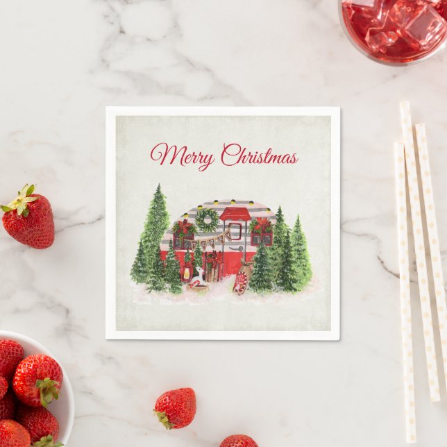  Christmas Trailer Camper Outdoorsy Theme Napkin (Insitu)