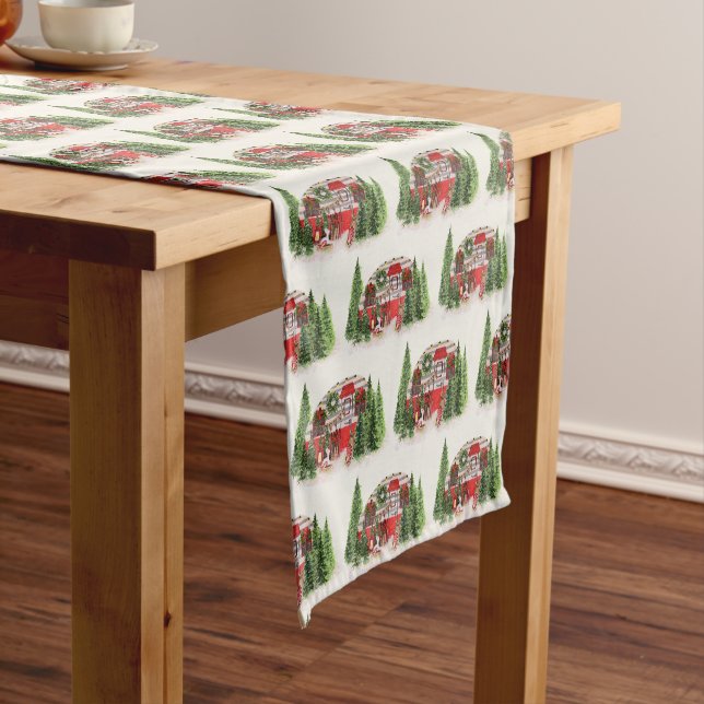Christmas Trailer Camper Outdoorsy Theme Short Table Runner (In Situ)