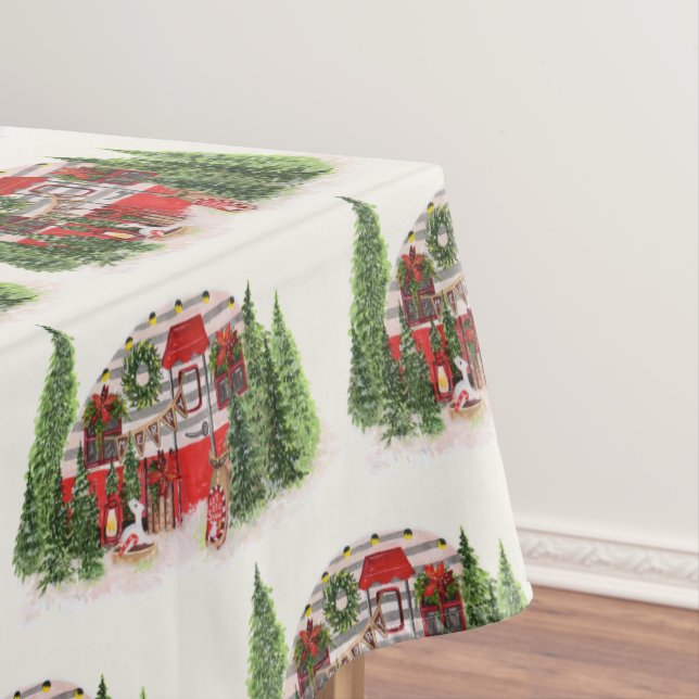 Christmas Trailer Camper Outdoorsy Theme Tablecloth (In Situ)