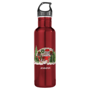 Christmas Trailer Camper Rustic Scene 710 Ml Water Bottle