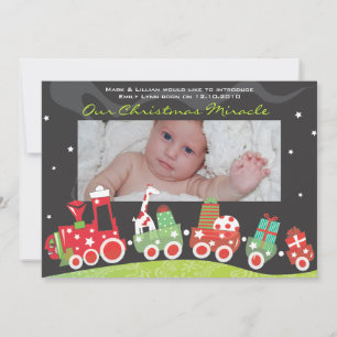 Christmas Train Baby Announcement GreetiIng Card