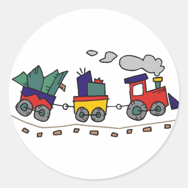 Christmas Train Classic Round Sticker (Front)