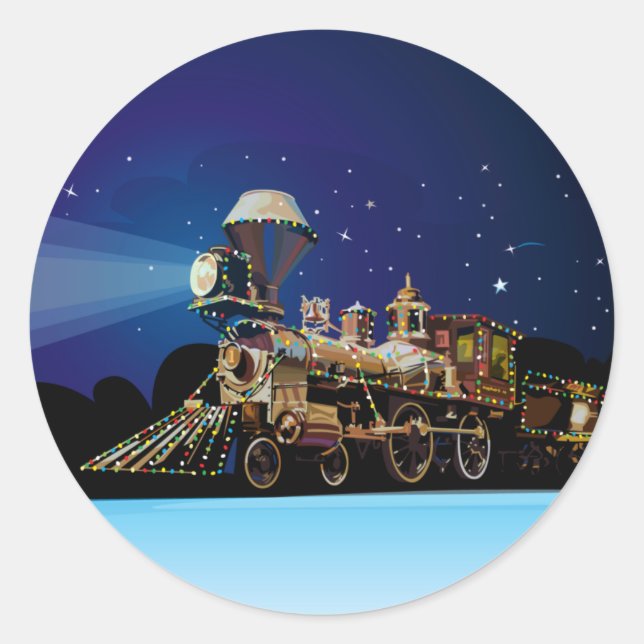 Christmas Train Classic Round Sticker (Front)