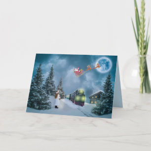 christmas train greeting card