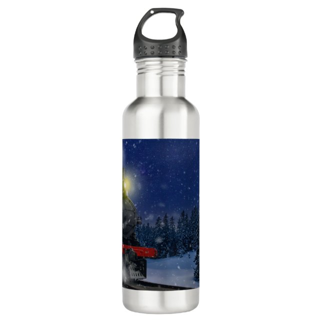 Christmas Train in the snow             710 Ml Water Bottle (Front)