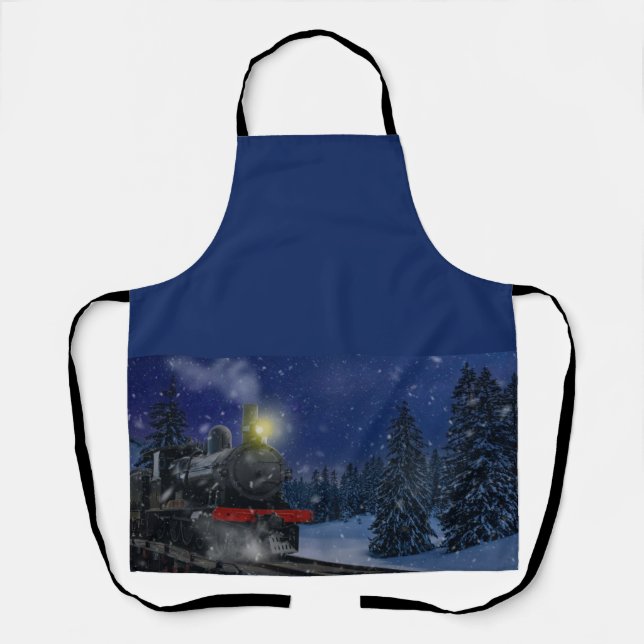 Christmas Train in the snow Apron (Front)
