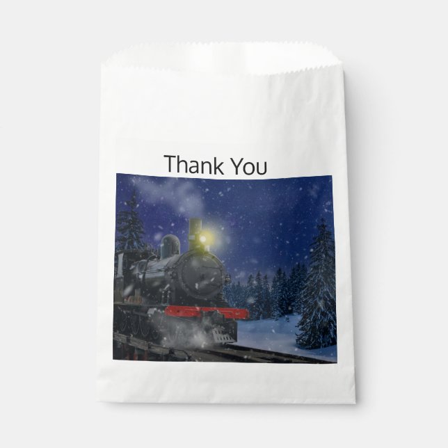 Christmas Train in the snow        Favour Bag (Front)