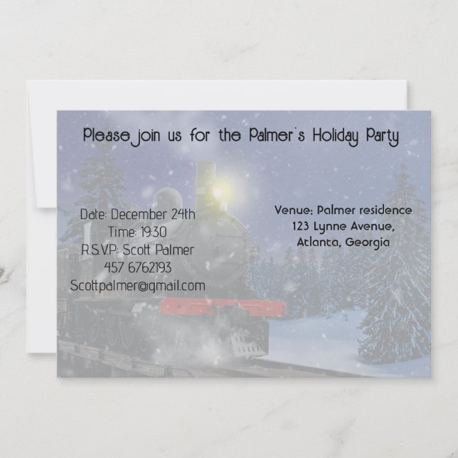 Christmas Train in the snow        Invitation (Front)