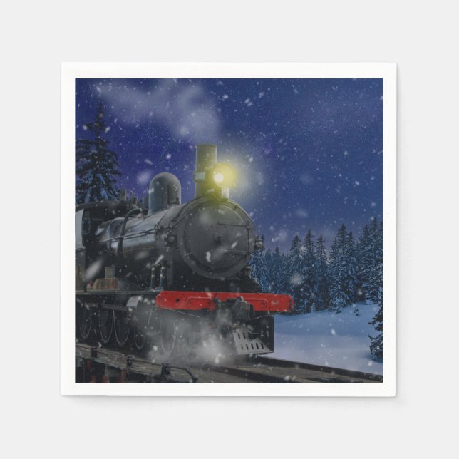 Christmas Train in the snow               Napkin (Front)