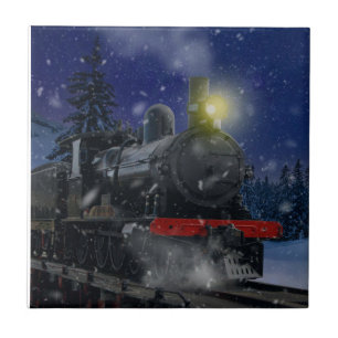 Christmas Train in the snow Tile