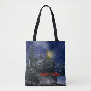 Christmas Train in the snow              Tote Bag