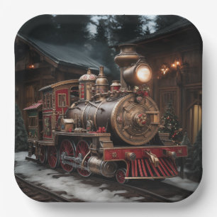 Christmas Train Paper Plate