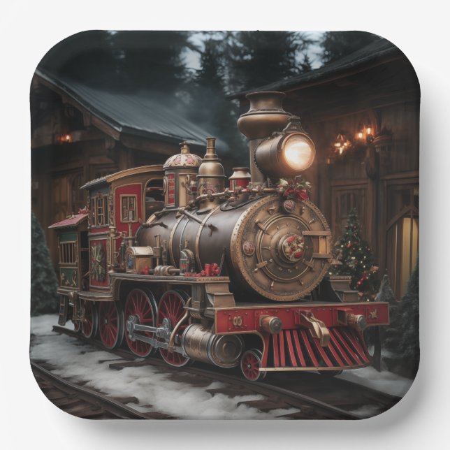 Christmas Train Paper Plate (Front)