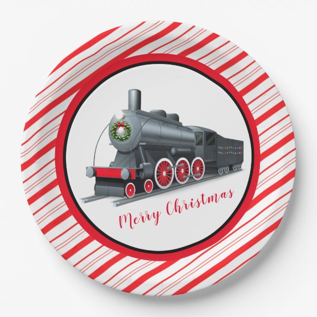 Christmas Train Paper Plates (Front)