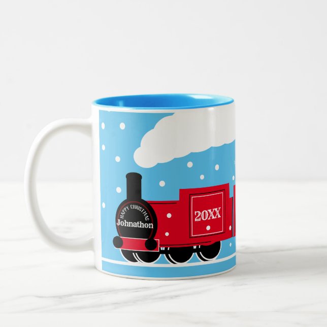 Christmas train railway gift Two-Tone coffee mug (Left)