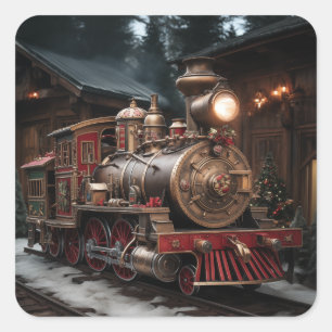 Christmas Train Square Sticker