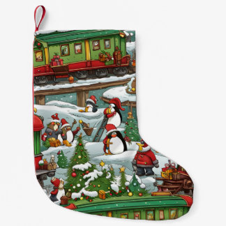 Christmas trains small christmas stocking