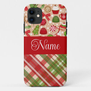 Christmas treats and plaid personalized design iPhone 11 case