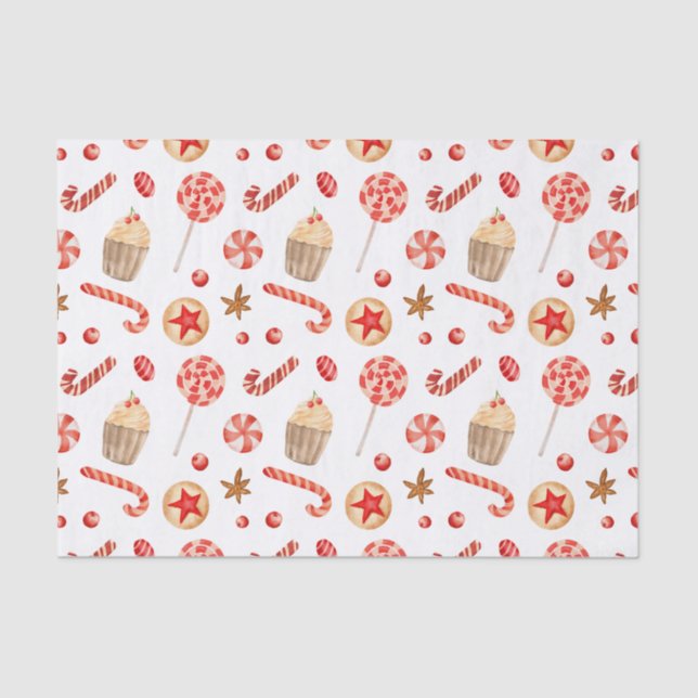 Christmas Treats Candy Cupcake Festive Sweets  Tissue Paper (Front)