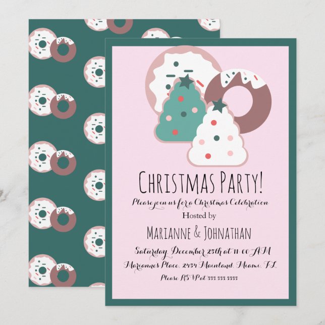 Christmas Treats Doughnut Sprinkles Holiday Theme Invitation (Front/Back)